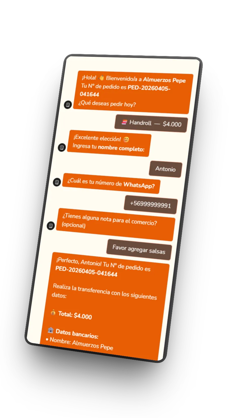 Chatbot de El Softwerista atendiendo pedidos en WhatsApp